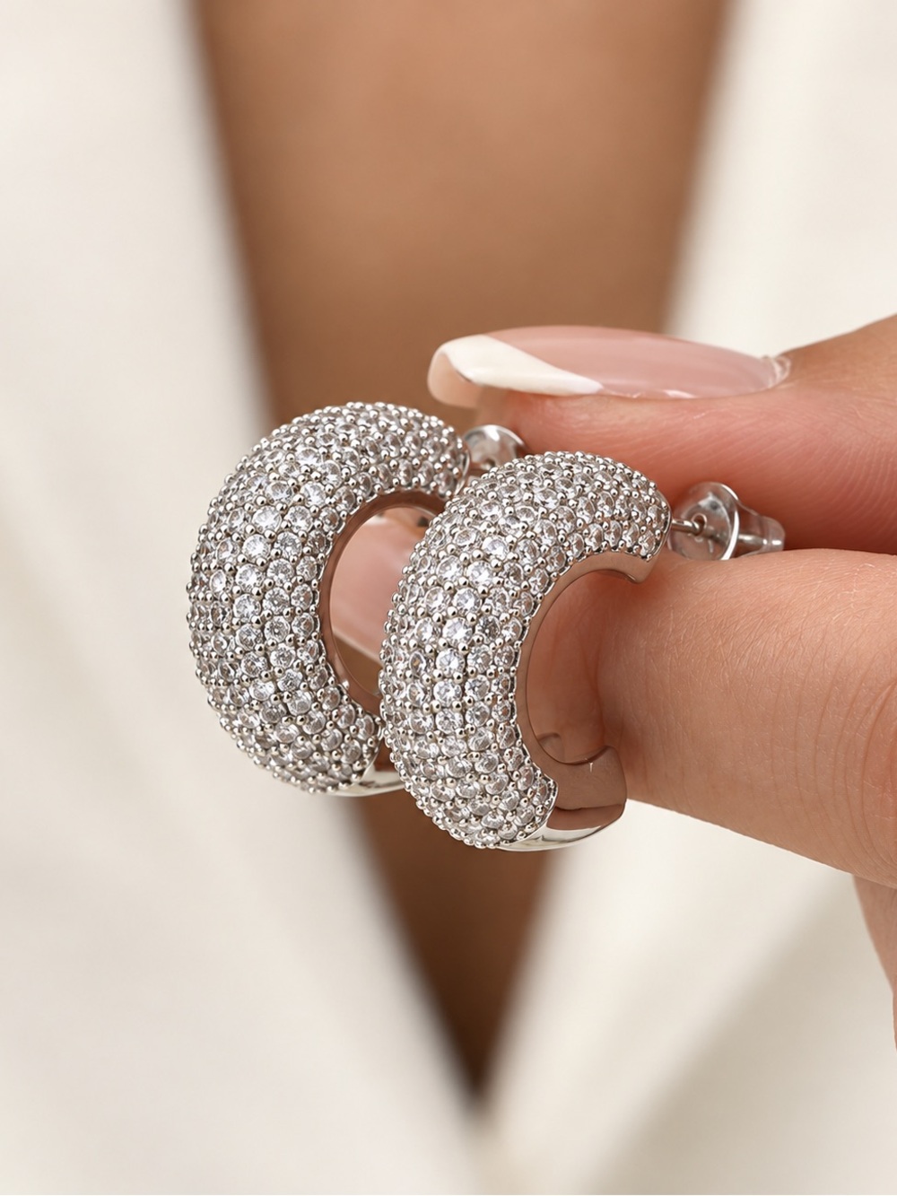 Hoop Crystal Earrings | Bridal Jewelry | White Gold Plated